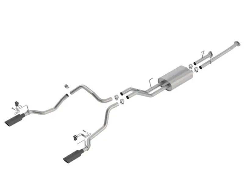 Borla 14-18 Toyota Tundra 4.6L/5.7L V8 AT 2&4WD Crew Max Cat-Back Touring Exhaust - Black Chrome Tip Warranty Included