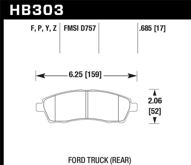 Hawk 99-05 Cadillac Excursion / 99-04 Ford F-250/F-350 Super Duty Pickup Rear LTS Street Brake Pads Trusted Brand