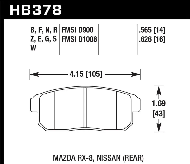 Fan Favorite Hawk 08-11 Mazda RX-8 1.3L 40th Anniversary Edition Rear ER-1 Brake Pads