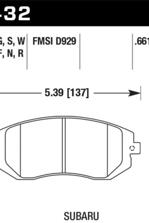 Certified Hawk 03-05 WRX / 08 WRX D929 DTC-60 Race Front Brake Pads