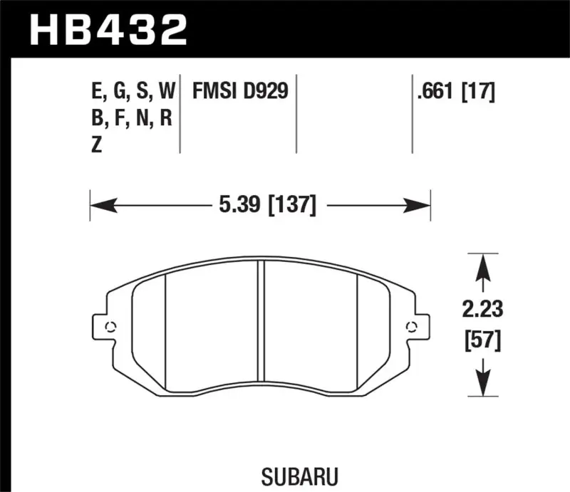 Exclusive Hawk 03-05 WRX / 08 WRX D929 HP+ Street Front Brake Pads