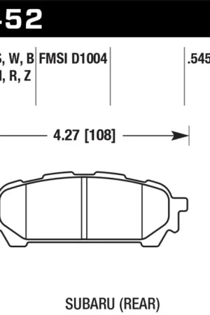 Warranty Included Hawk 03-05 WRX D1004 HPS Street Rear Brake Pads