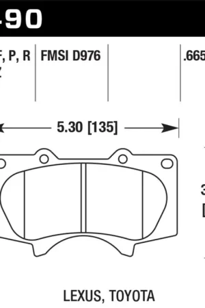 While Supplies Last Hawk 2010-2014 Lexus GB460 HPS 5.0 Front Brake Pads