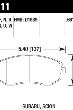 Bulk Order Hawk 13 Subaru BRZ / 13 Scion FR-S Perf. Ceramic Front Street Brake Pads