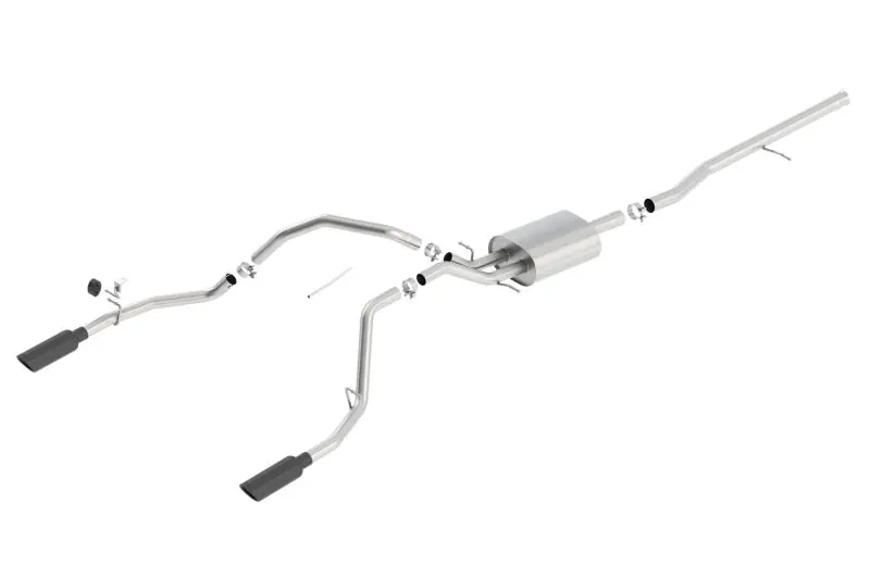 Same Day Shipping Borla 14 Silv/Sierra 1500 C/B Touring Exh/2.75in in Muffler 2.25inout 4inTIp SS Rear Exit-Blk Chrome