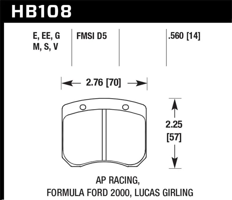 Hawk AP Racing/FF 2000 14mm DTC-60 Rear Race Brake Pads Limited Edition