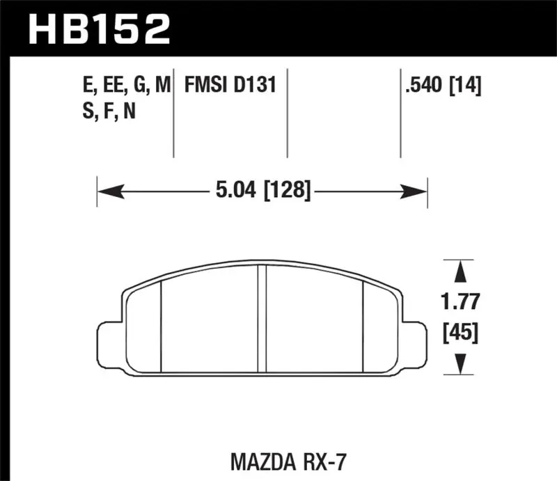 Professional Grade Hawk 88-91 Mazda RX-7 1.3L 10th Anniversary 1 Piston Caliper Front ER-1 Brake Pads