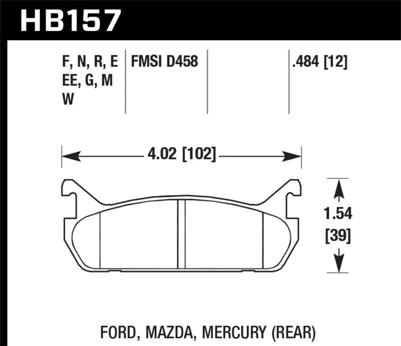 Hawk 91-96 Ford Escort 1.8L GT Rear ER-1 Brake Pads Fan Favorite