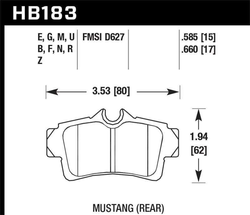 Place Order Hawk 95-04 Ford Mustang 4.6L Cobra Rear ER-1 Brake Pads