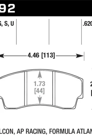 Best Choice Hawk AP Racing CP4567 / CP5040-10/11/12/13S4 / CP5100 / CP5108 / CP6760 DTC-60 Race Brake Pads