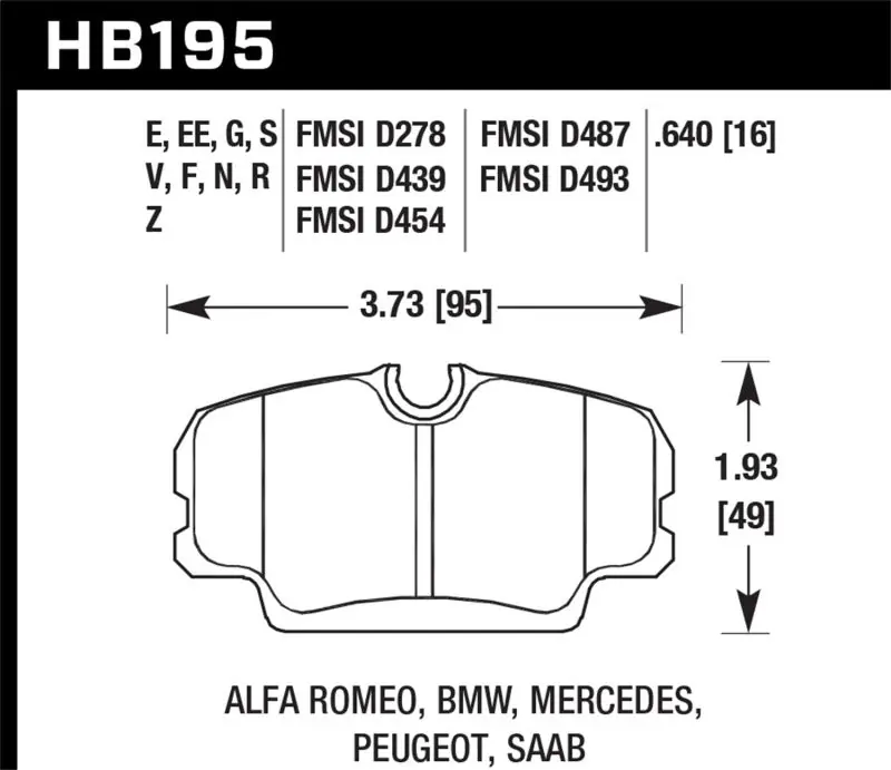 Hawk 86-87 BMW 325 2.7L Base Front ER-1 Brake Pads No Minimum Order