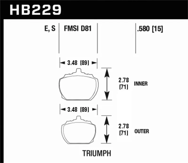 Hawk 70-73 Triumph Stag Front ER-1 Brake Pads Limited Edition