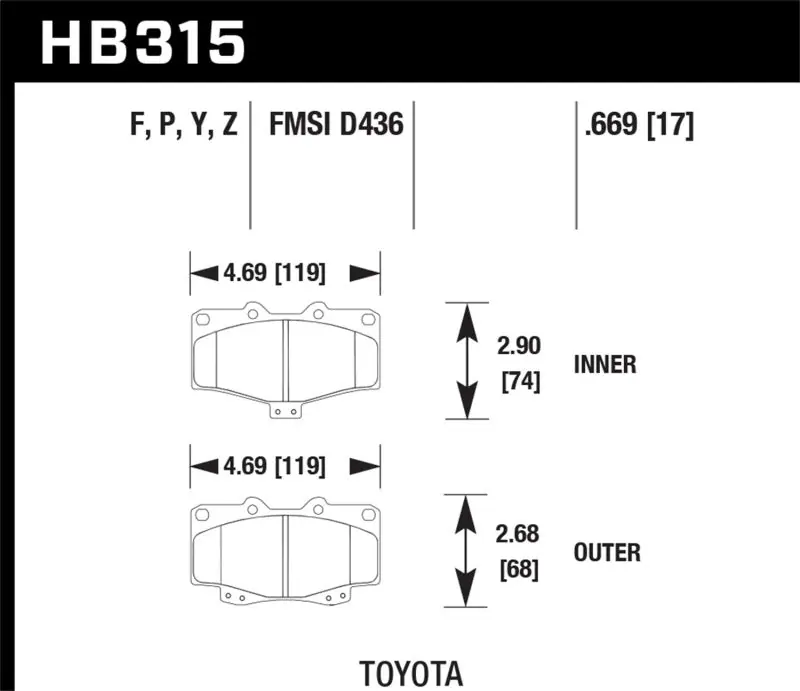 Hawk 95-98 Toyota Tacoma HPS 5.0 Front Brake Pads Price Cut