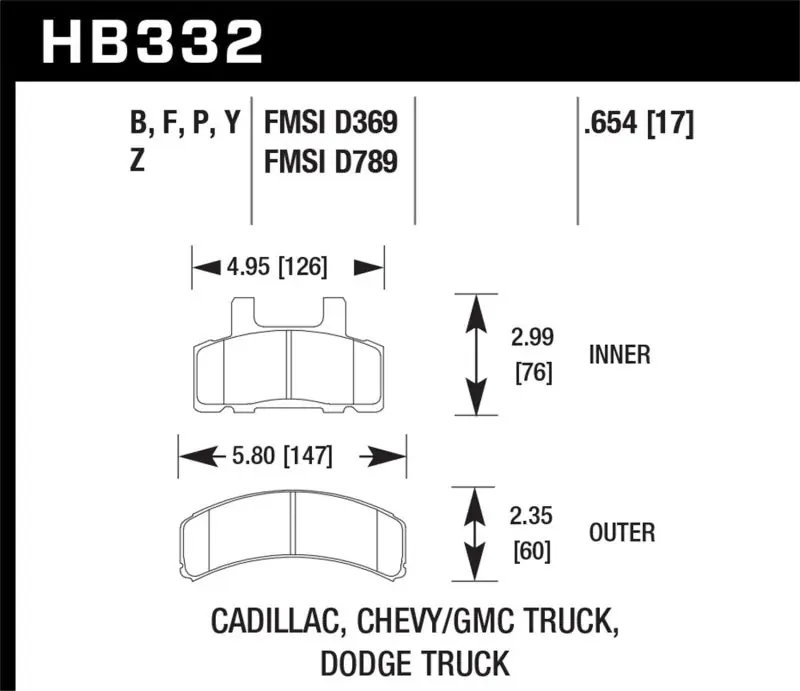 Hawk 1999-2000 Cadillac Escalade HPS 5.0 Front Brake Pads Express Delivery