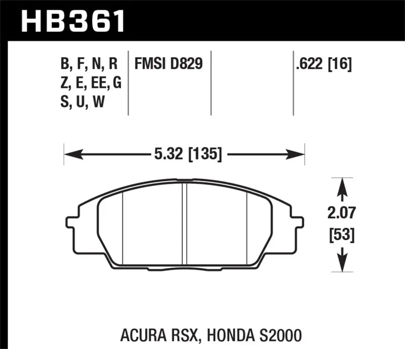 Hawk 02-05 Acura RSX 2.0L Type-S OE Incl.Shims Front ER-1 Brake Pads Markdown