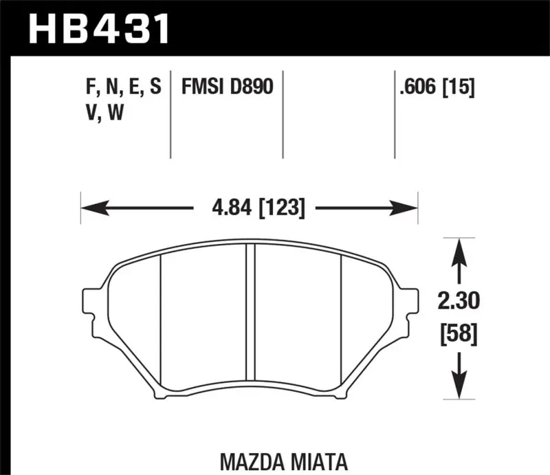 Next Day Delivery Hawk 01-05 Mazda Miata 1.8L Base OE Incl.Clips Shims Front ER-1 Brake Pads