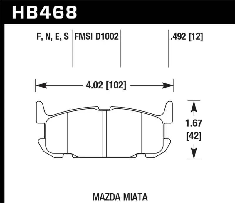 Hawk 01-05 Mazda Miata 1.8L Base Pads Only Rear ER-1 Brake Pads Last Chance
