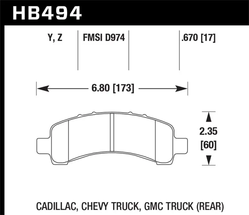 Hawk 03-10 Chevy Express / GMC Savana (Various Models) Performance Ceramic Street Rear Brake Pads Original