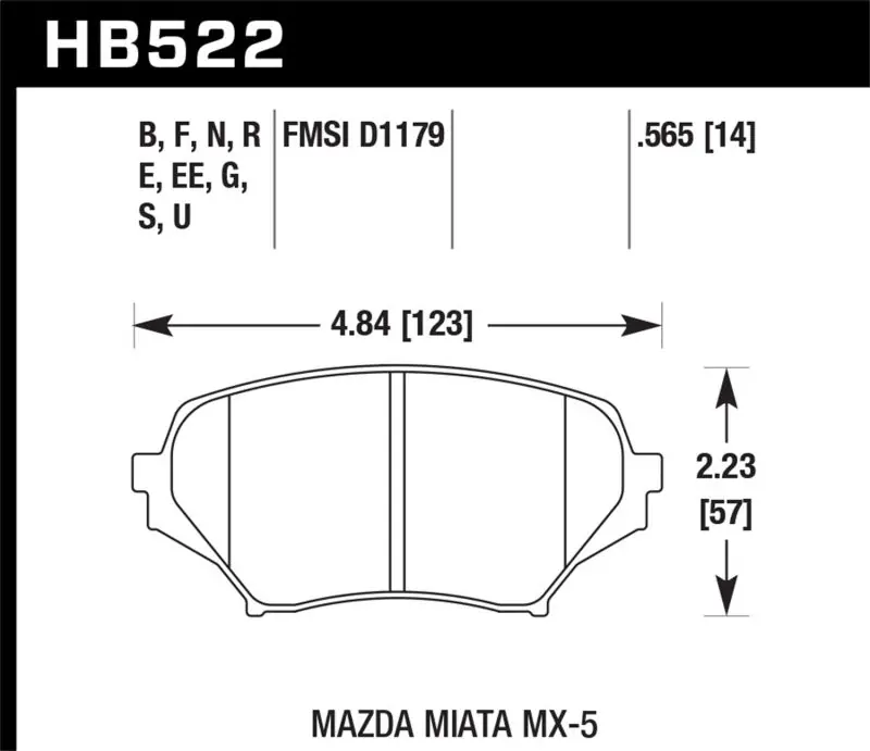Hawk 2015 Mazda MX-5 Miata 2.0L 25th Anniversary Edition OE Incl.Clips Front ER-1 Brake Pads Popular