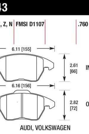 Wholesale Hawk 06-11 Audi A3 2.0L Base Front ER-1 Brake Pads