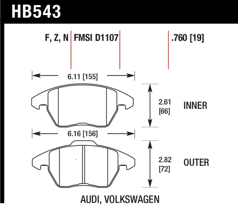 Wholesale Hawk 06-11 Audi A3 2.0L Base Front ER-1 Brake Pads