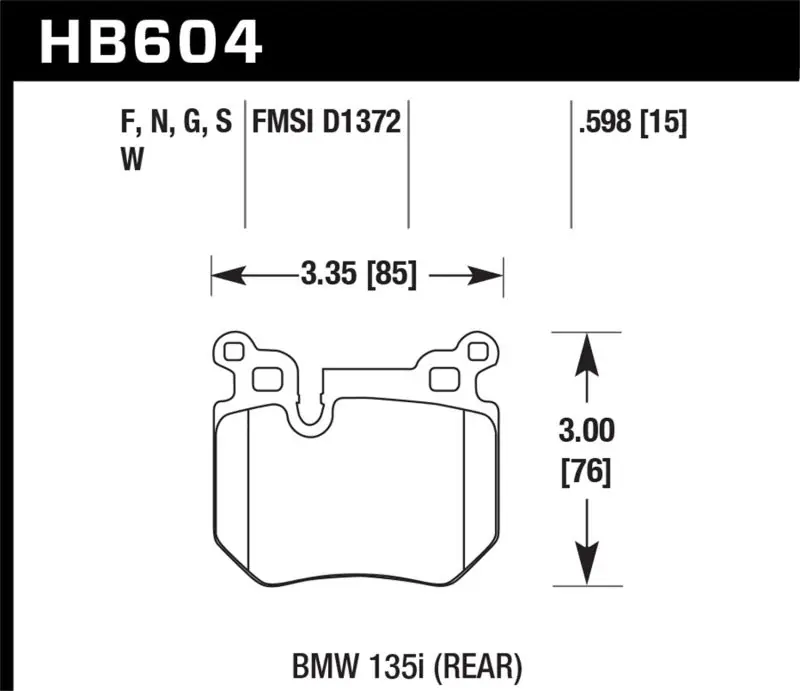 Modern Hawk 08-13 BMW 135i 3.0L Base Rear ER-1 Brake Pads
