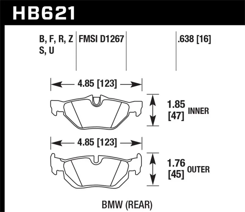 Fresh Stock Hawk 2011 BMW 125i Rear ER-1 Brake Pads