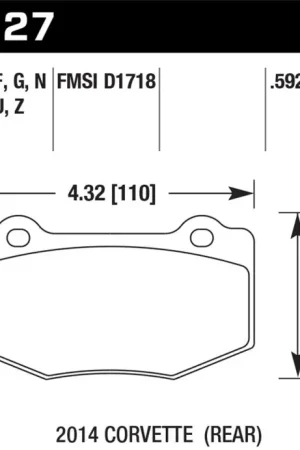 Price Drop Hawk 14-18 Chevrolet Corvette Rear ER-1 Brake Pad Set