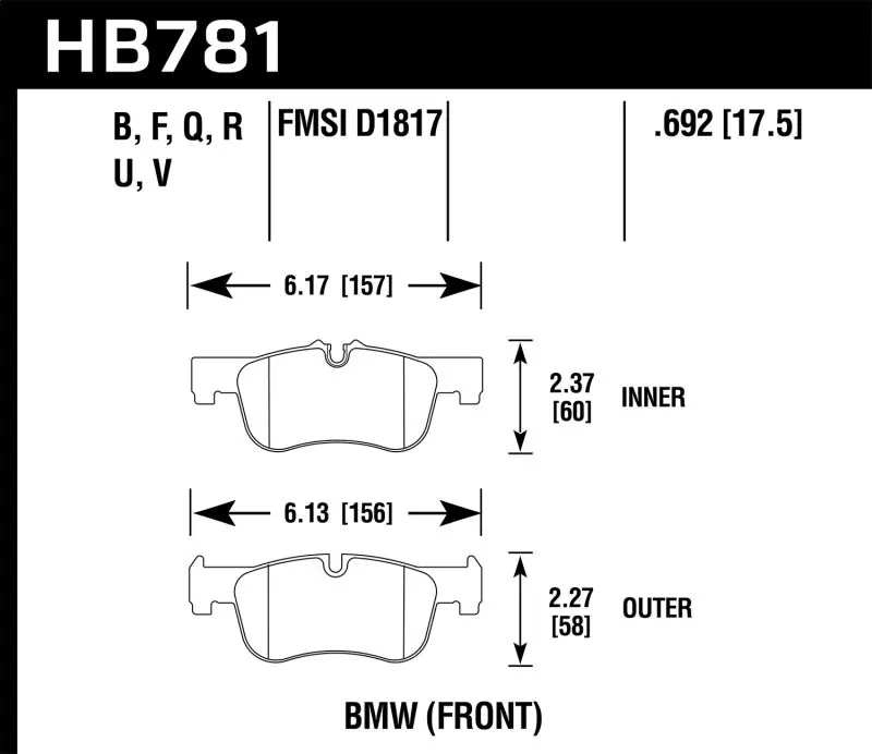 Deal Hawk DTC-80 12-15 BMW 118i Front Race Brake Pads