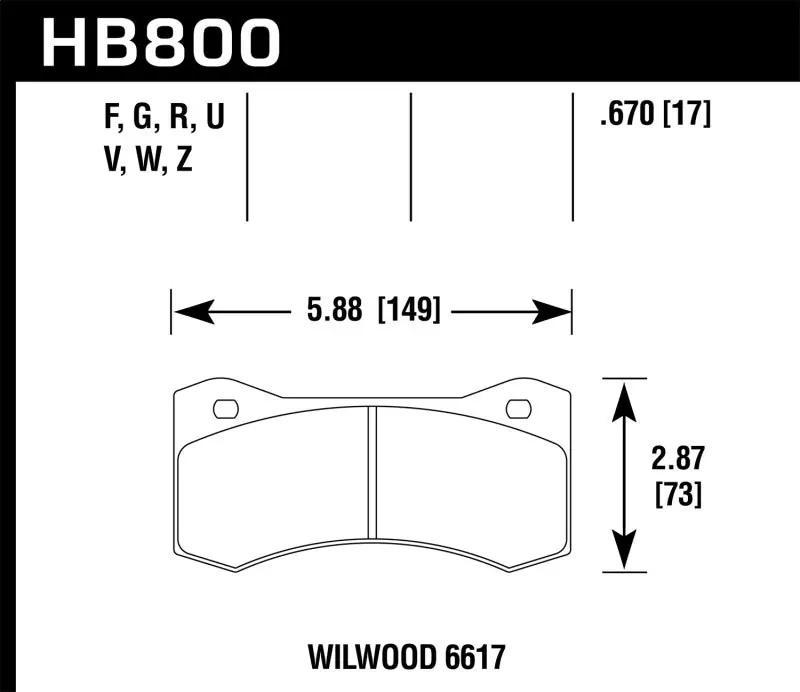 Best Price Hawk Wilwood 17mm 6617 Caliper HP Plus Brake Pads