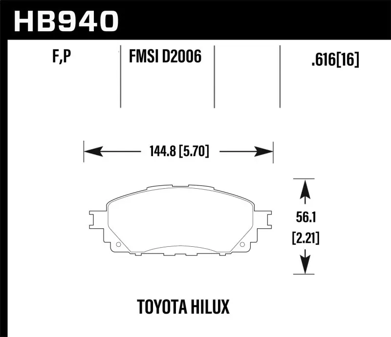 Premium Hawk 16-17 Toyota Hilux Street HPS Front Brake Pads