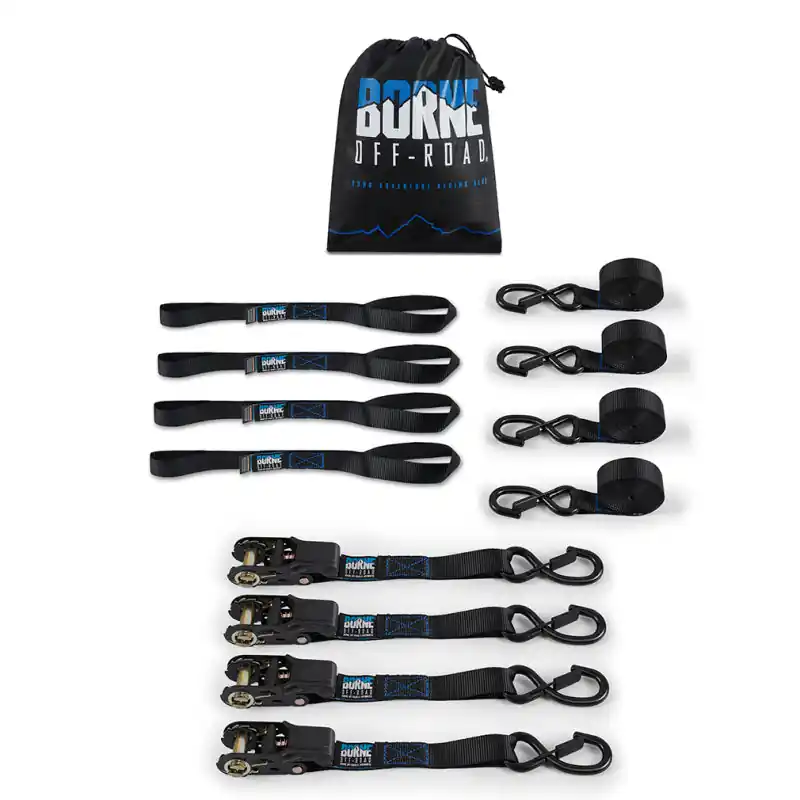 Limited Edition Mishimoto Medium-Duty Ratchet Tie-Down Kit (4-Pack) Black