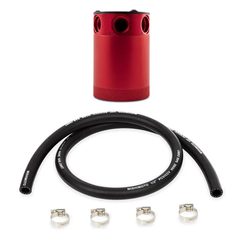 Viral Mishimoto Assembled Universal 3-Port Catch Can Red w/ Hose