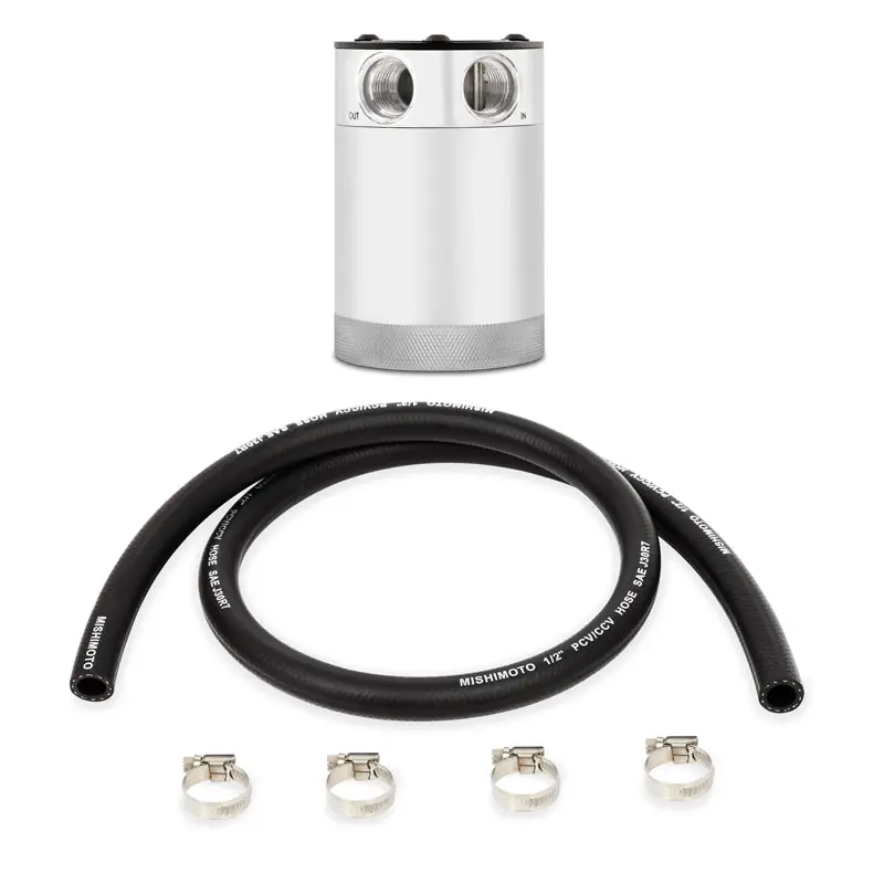 Mishimoto Assembled Universal 2-Port Catch Can Polished w/ Hose Budget