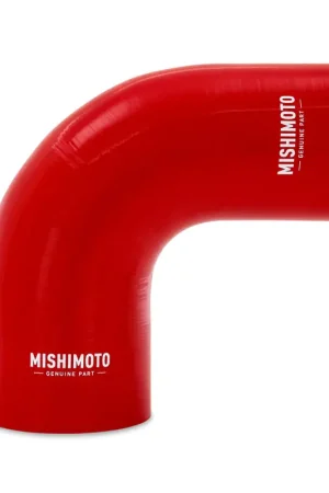 Authentic Mishimoto Silicone Reducer Coupler 90 Degree 3in to 4in - Red