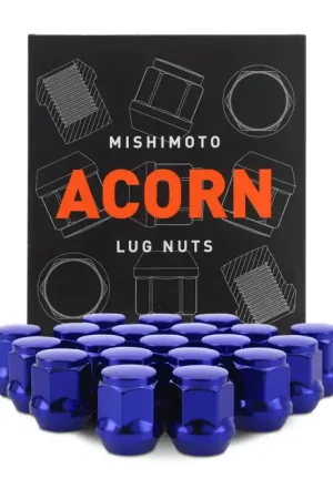 Authentic Mishimoto Steel Acorn Lug Nuts M12 x 1.5 - 20pc Set - Blue