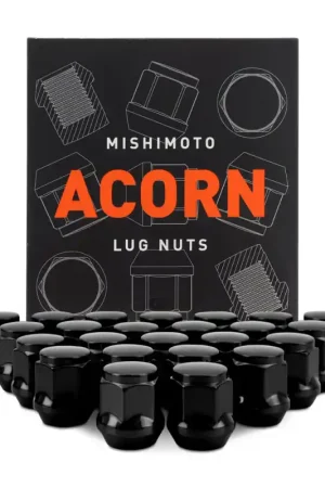 Trusted Brand Mishimoto Steel Acorn Lug Nuts M12 x 1.5 - 24pc Set - Black