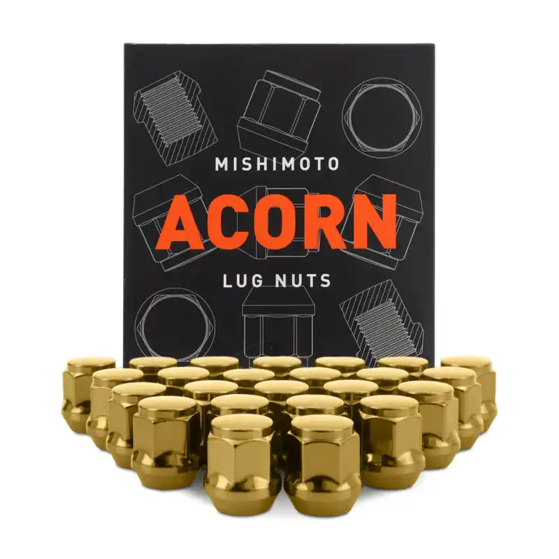 Fast Shipping Mishimoto Steel Acorn Lug Nuts M12 x 1.5 - 24pc Set - Gold