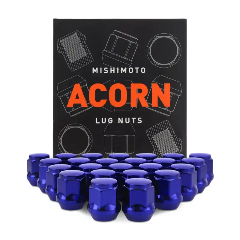 Mishimoto Steel Acorn Lug Nuts M14 x 1.5 - 24pc Set - Blue Save Now