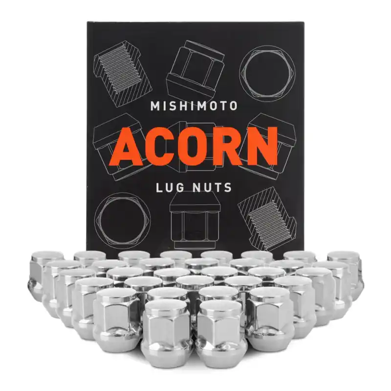 Mishimoto Steel Acorn Lug Nuts M14 x 1.5 - 32pc Set - Chrome Time-Limited
