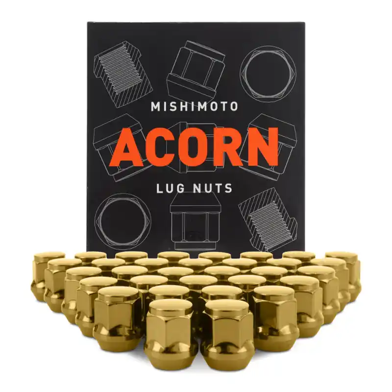 One Day Deal Mishimoto Steel Acorn Lug Nuts M14 x 1.5 - 32pc Set - Gold