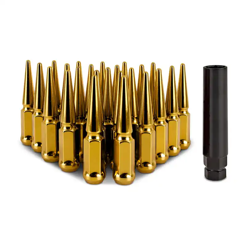 Exclusive Mishimoto Mishimoto Steel Spiked Lug Nuts M12 x 1.5 24pc Set Gold