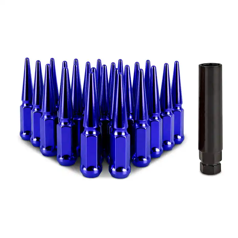Express Delivery Mishimoto Mishimoto Steel Spiked Lug Nuts M14 x 1.5 24pc Set Blue