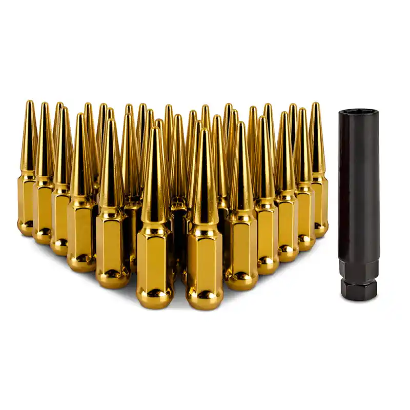 Budget Mishimoto Mishimoto Steel Spiked Lug Nuts M14 x 1.5 32pc Set Gold