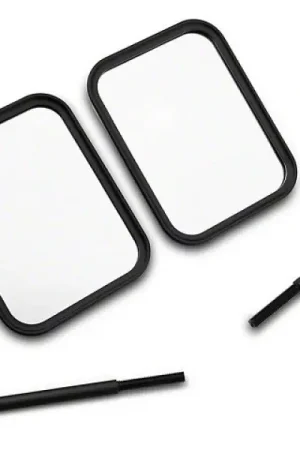 Today Only Officially Licensed Jeep 66-18 CJ5/ CJ7/Wrangler YJ/ TJ/JK Adv Mirrors w/ Printed Jeep Logo-Txt Blk