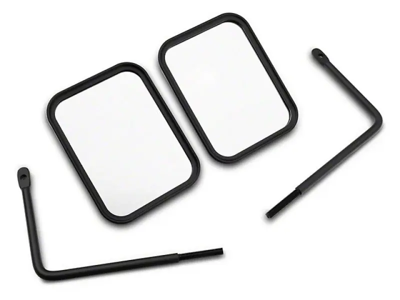Today Only Officially Licensed Jeep 66-18 CJ5/ CJ7/Wrangler YJ/ TJ/JK Adv Mirrors w/ Printed Jeep Logo-Txt Blk