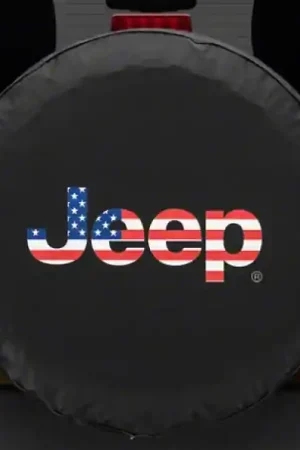 Direct From Manufacturer Officially Licensed Jeep 66-18 CJ5/ CJ7/Wrangler YJ/ TJ/JK American Flag Logo Spare Tire Cover-32In