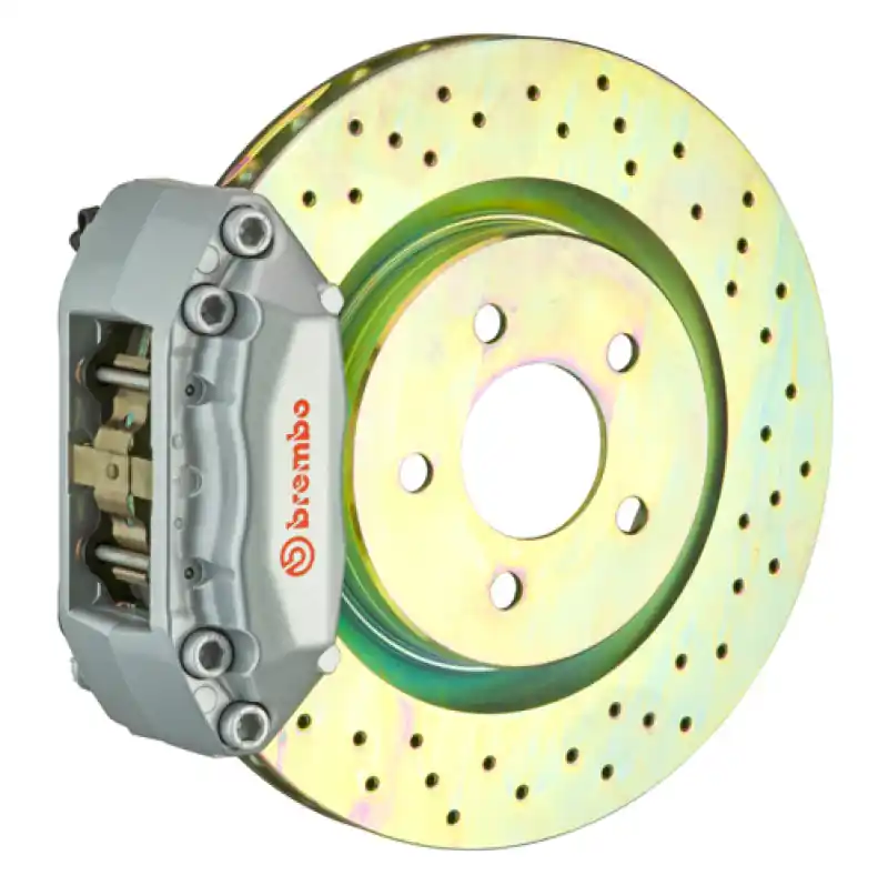 Free Returns Brembo 12-19 Fiat 500 Pop/Abarth Front GT BBK 4 Piston Cast 2pc 28 5x28 1pc Rotor Drilled-Silver