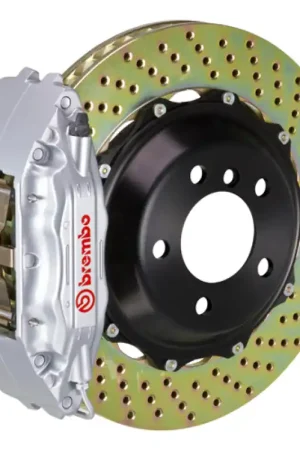 Authentic Brembo 92-00 Viper RT-10/GTS Front GT BBK 4 Piston Cast 2pc 355x32 2pc Rotor Drilled-Silver