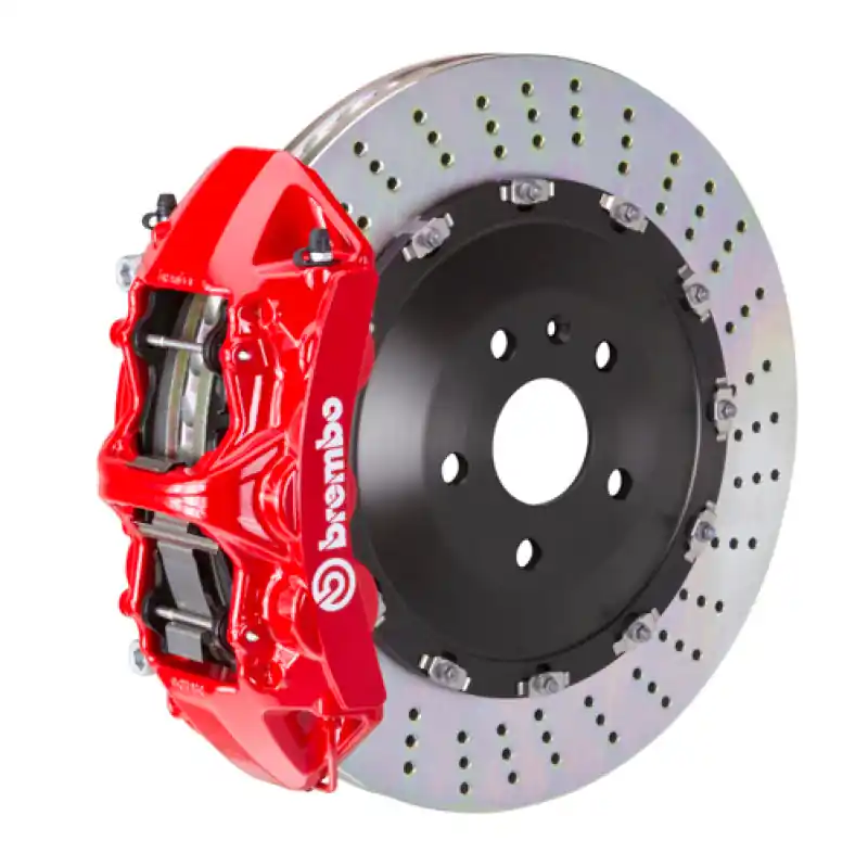 Bargain Brembo 07-15 Q7 (4L) Front GT BBK 6 Piston Cast 405x34 2pc Rotor Drilled-Red